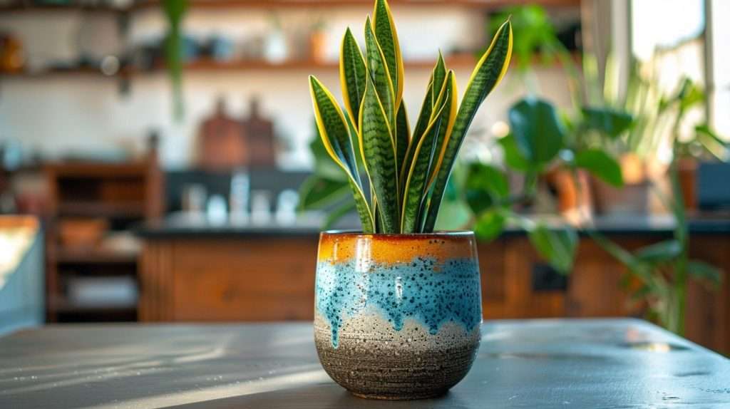 Snake plant on a counter. Snake plant temperature tolerance
