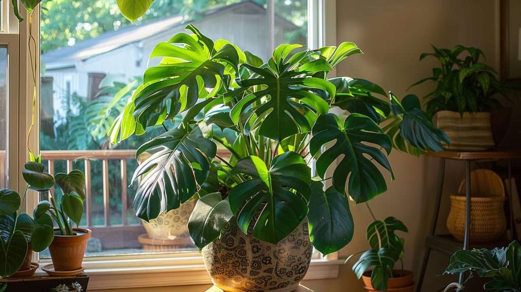 Monstera plant sitting in a window. Monstera propagation success